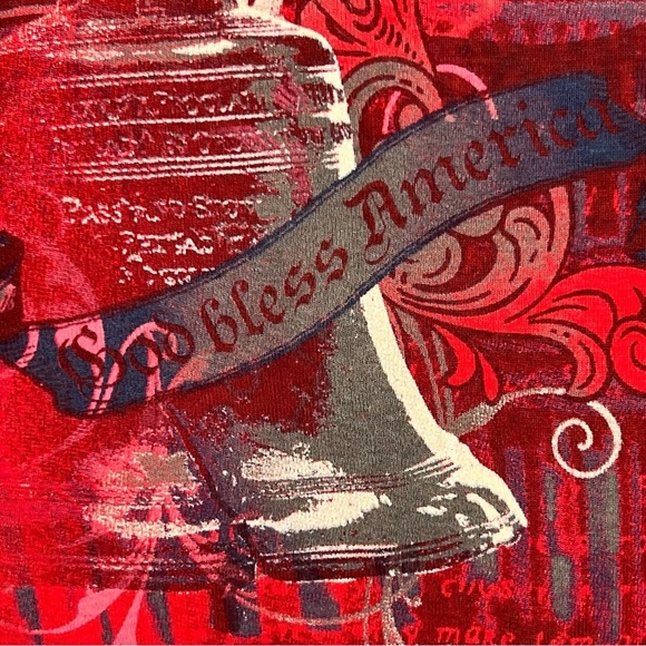 USA Southern Grunge Patriotic Tee Size Large Blue Canyon Shirt Y2K Country LNC - Picture 2 of 8